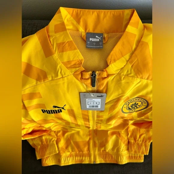 Puma Authentic Manchester City Pre-Match Soccer Yellow Jacket Men’s Sz: L - Picture 3 of 5